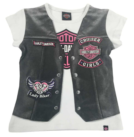 Harley-Davidson® Chemise à manches courtes avec gilet de moto imprimé par fille 2/4 ans Réf.