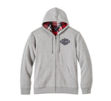 Harley Davidson with hood and zipper & Shield hood Lined in Tartan - Gray Heather Ref.96009-25vm