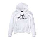 Sudadera de Harley Davidson con jersey femenino encapuchado con Borchia - Ref. White Bright.