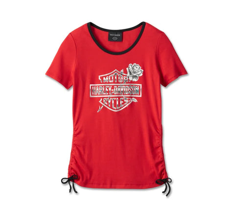 Harley Davidson iluminó el bar y escudo t -shirt for Women -Red On Ref.96591-24VW