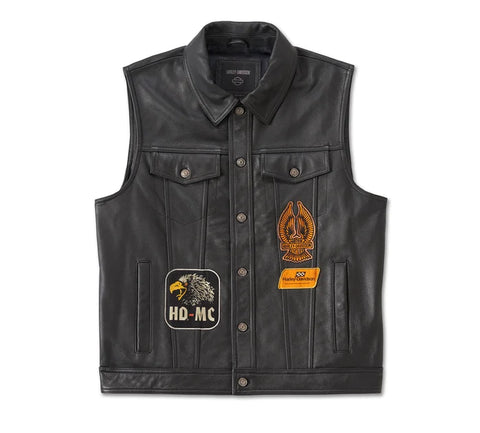 HARLEY DAVIDSON Gilet in pelle da uomo Fuel to Flames REF.97031-24VM