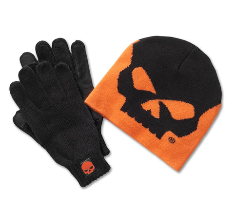 Harley Davidson Set Beanie and Gloves Willie G Skull - Harley Orange Ref.97658-25VM