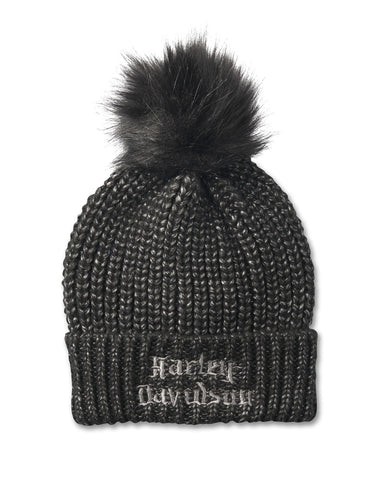 Harley-Davidson® Hat Old English Pom Pom Banie-Harley Black Réf.97679-25VW