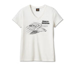 Harley Davidson T -Shirt avec "V" Neck "United 120th Anniversary for Women - Cloud Dancer Réf. 96698-23VW