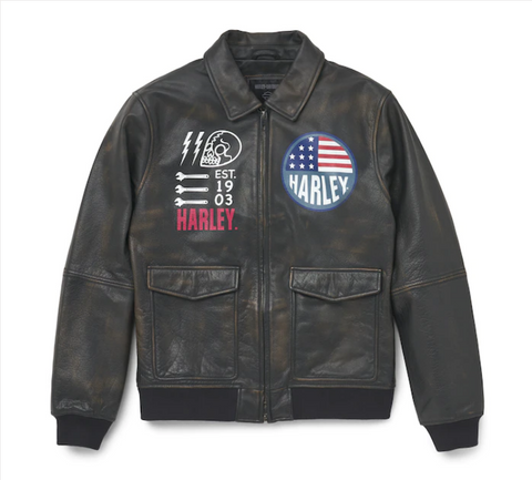 Veste en cuir casual de la veste Harley-Davidson, cuir, brun réf. 97017-22VM