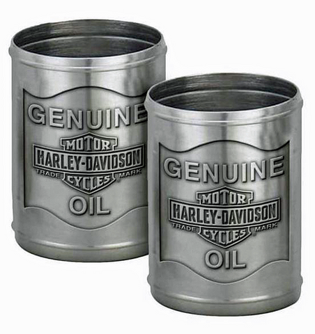 Harley-Davidson® Pewter Oil Can Glass Glass Set | Toled personalizado | Liner de acero inoxidable | Conjunto de dos - HDL -18805